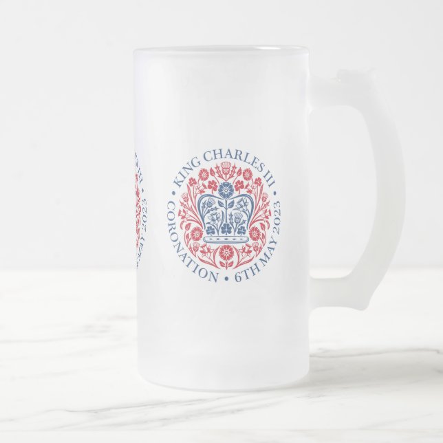 Caneca De Cerveja Vidro Jateado King Charles III Coronation (Direita)