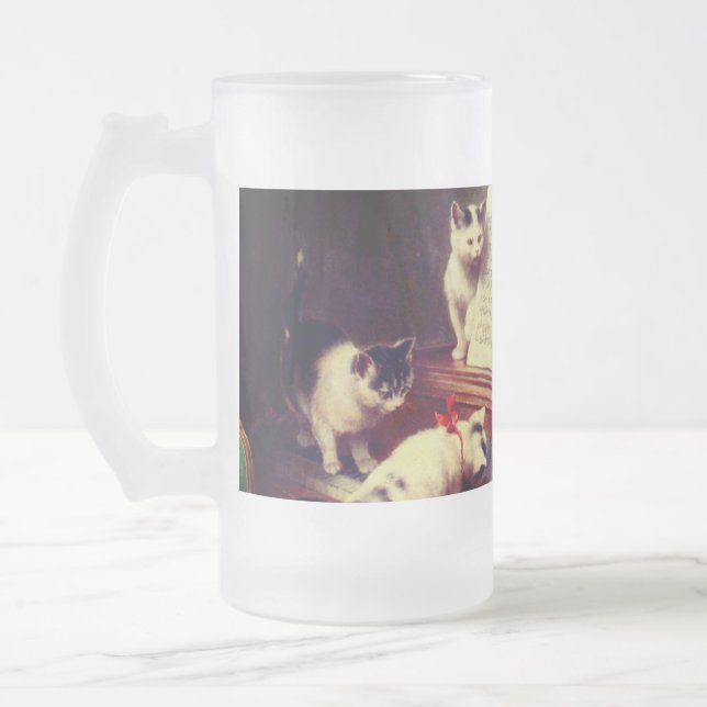 Caneca De Cerveja Vidro Jateado Kittens e Piano (Esquerda)