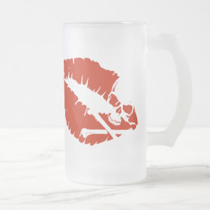 Caneca De Cerveja Vidro Jateado lábios venenosos