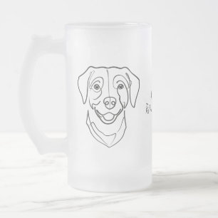 Caneca De Cerveja Vidro Jateado Labrador Retriever. Felicidade, Edição Retriever!