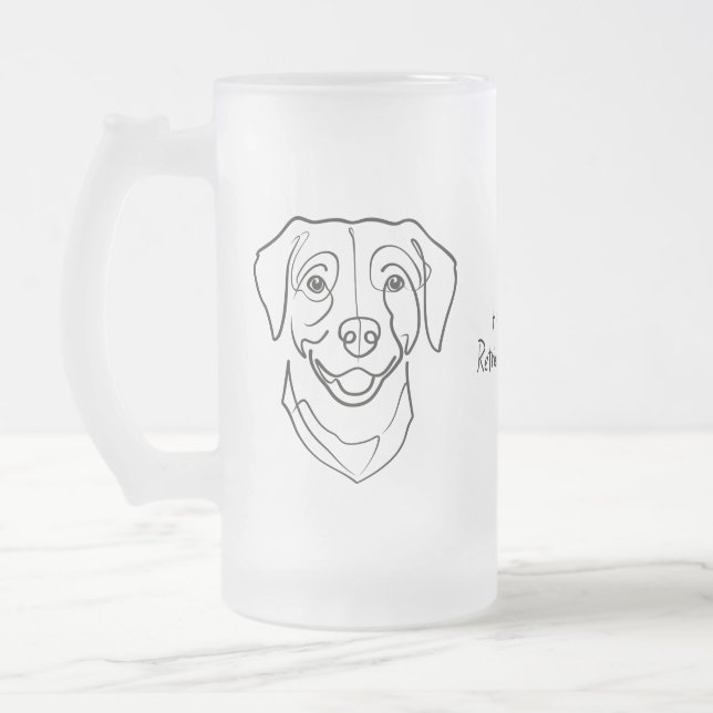 Caneca De Cerveja Vidro Jateado Labrador Retriever. Happiness, Retriever Edition! (Esquerda)