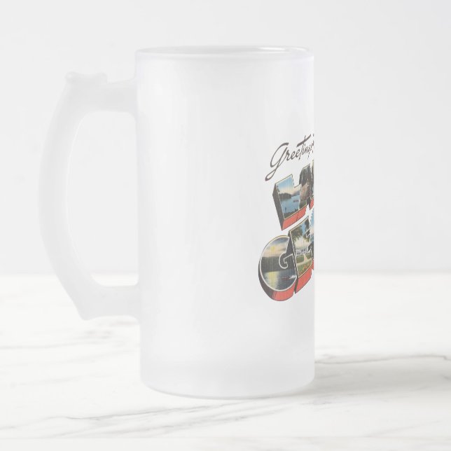 Caneca De Cerveja Vidro Jateado Lago George New York (Esquerda)