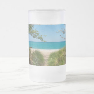 Caneca De Cerveja Vidro Jateado Lago Michigan Tranquilidade Fosco Mug