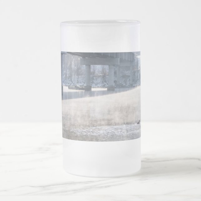 Caneca De Cerveja Vidro Jateado Lago Taneycomo Foggy Winter Fosco Glass (Centro)