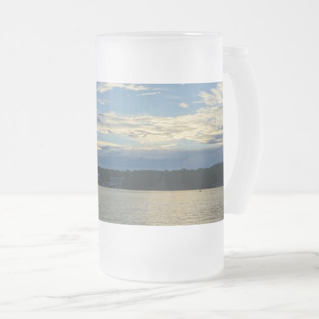 Caneca De Cerveja Vidro Jateado Lake Of The Ozarks Blue Sunset Frosted Glass Beer  (Frente Esquerda)