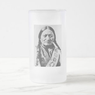 Caneca De Cerveja Vidro Jateado Lakota Chefe Rende: Sentado Bull Fort Buford