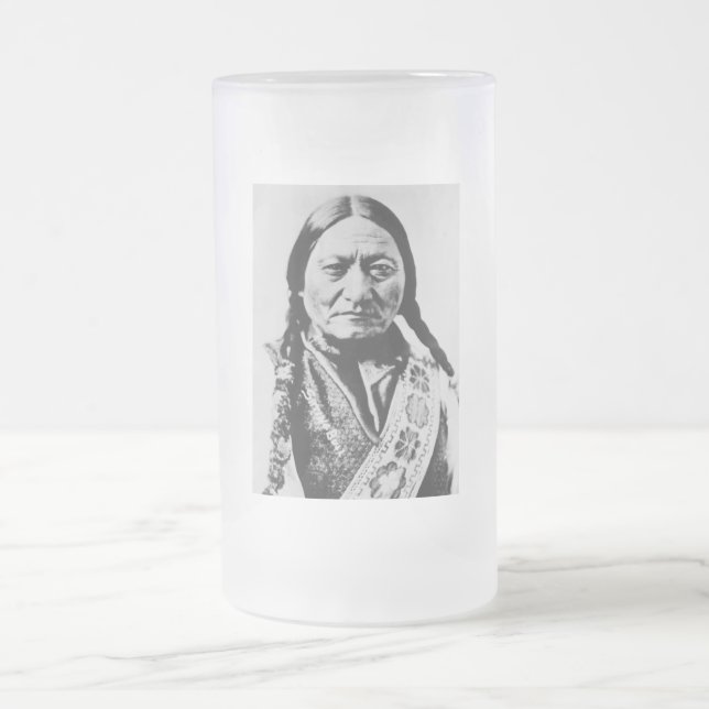 Caneca De Cerveja Vidro Jateado Lakota Chefe Rende: Sentado Bull Fort Buford (Centro)