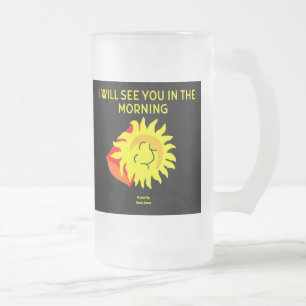 Caneca De Cerveja Vidro Jateado Lâmina de vidro de Fosco grande com sol noturno
