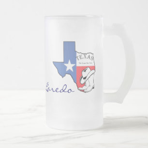Caneca De Cerveja Vidro Jateado Laredo, Mapa do Estado do Texas com Star, Boots, H