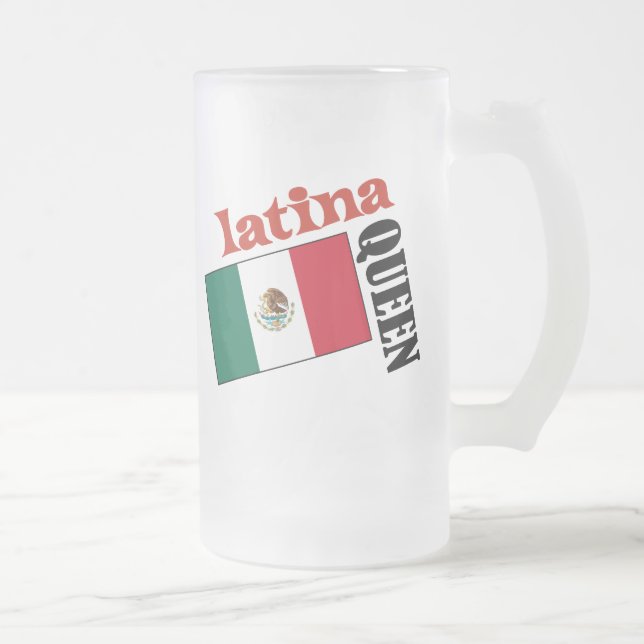 Caneca De Cerveja Vidro Jateado Latina Rainha e Bandeira Mexicana (Direita)