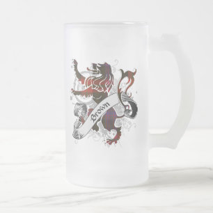 Caneca De Cerveja Vidro Jateado Leão Brown Tartan