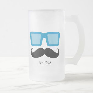 Caneca De Cerveja Vidro Jateado Legal Chill Fosco Mustache Mug