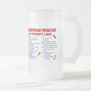 Caneca De Cerveja Vidro Jateado Leis 2 da propriedade do PINSCHER do DOBERMAN