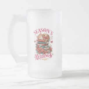 Caneca De Cerveja Vidro Jateado Leituras da Temporada Kitten Aconchegante