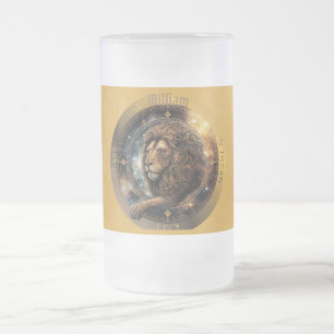 Caneca De Cerveja Vidro Jateado Leo Zodiac Personalizável