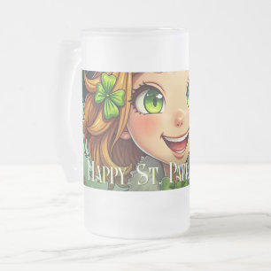 Caneca De Cerveja Vidro Jateado Leprechaun alegre - Rua. Carro Feliz Dia de Patric