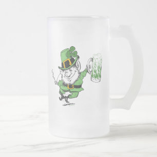 Caneca De Cerveja Vidro Jateado Leprechaun com Beer Mugs