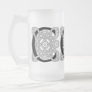 Caneca De Cerveja Vidro Jateado Letra C Monograma Impressão de Nó Celta Vintage