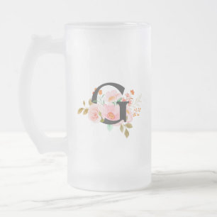 Caneca De Cerveja Vidro Jateado Letra G