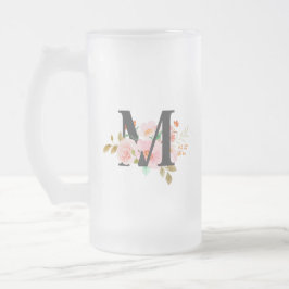 Caneca De Cerveja Vidro Jateado Letra M