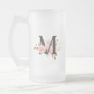 Caneca De Cerveja Vidro Jateado Letra M