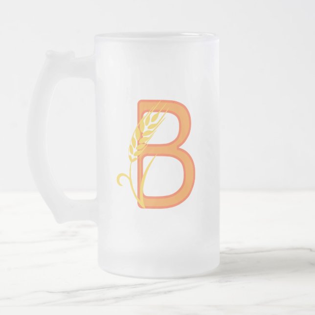 Caneca De Cerveja Vidro Jateado Letra maiúscula B monograma floral (Esquerda)