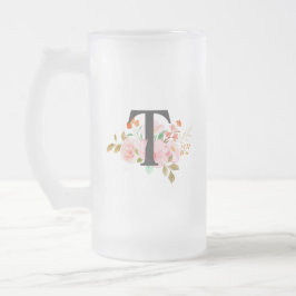 Caneca De Cerveja Vidro Jateado Letra T