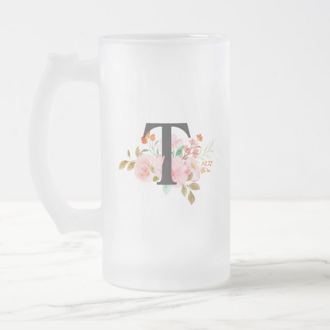 Caneca De Cerveja Vidro Jateado Letra T (Esquerda)