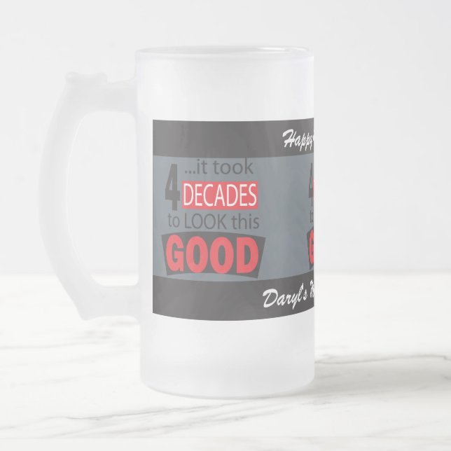 Caneca De Cerveja Vidro Jateado Levou 4 Décadas para parecer tão bom | 40.o (Esquerda)