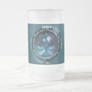 Caneca De Cerveja Vidro Jateado Libra Zodíaco Personalizável