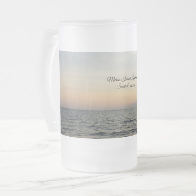 Caneca De Cerveja Vidro Jateado Lighthouse Sunrise Fosco Mug (Frente Esquerda)