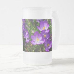Caneca De Cerveja Vidro Jateado Lilac Crocuss Fosco Copo De Cerveja