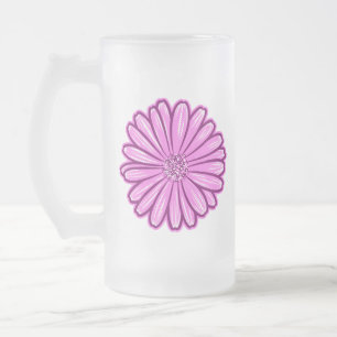 Caneca De Cerveja Vidro Jateado Linda Flor de Margarida, Ilustração de Meio-Tons