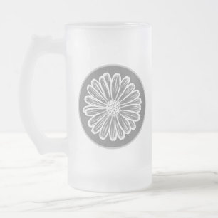 Caneca De Cerveja Vidro Jateado Linda Flor de Margarida, Ilustração de Meio-Tons