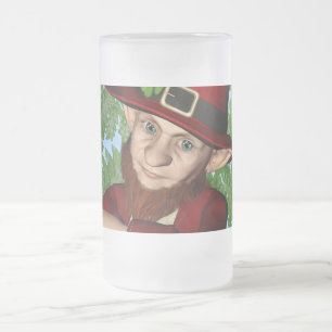 Caneca De Cerveja Vidro Jateado Lindo Shamrock Duende Folclore Irlandês Arte