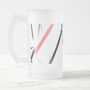 Caneca De Cerveja Vidro Jateado Linha Moderna Geometria Fria Branco Preto Rosa-Roj