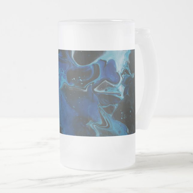Caneca De Cerveja Vidro Jateado Líquido psicodélico azul escuro (Frente Esquerda)