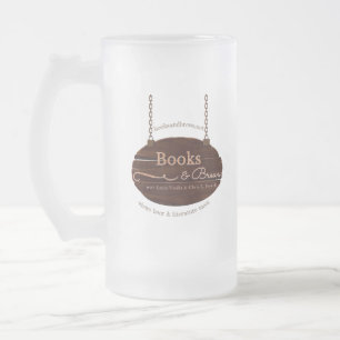Caneca De Cerveja Vidro Jateado Livros e quebra Fosco