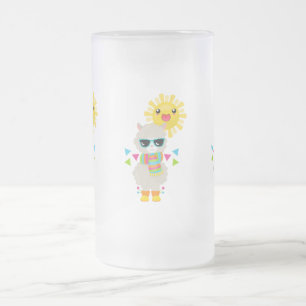 Caneca De Cerveja Vidro Jateado Llama Legal e Kawaii Sun sorridente