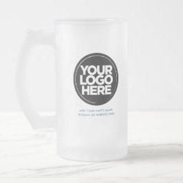 Caneca De Cerveja Vidro Jateado Logotipo azul atlântico e Fosco de texto