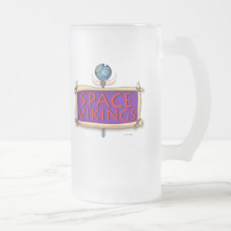 Caneca De Cerveja Vidro Jateado Logotipo do título de Viquingues do espaço