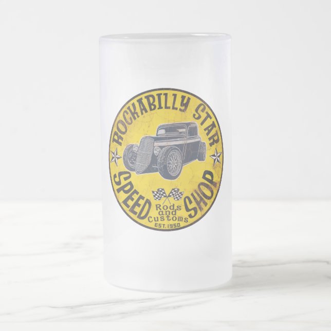 Caneca De Cerveja Vidro Jateado Loja Rockabilly da velocidade (Centro)