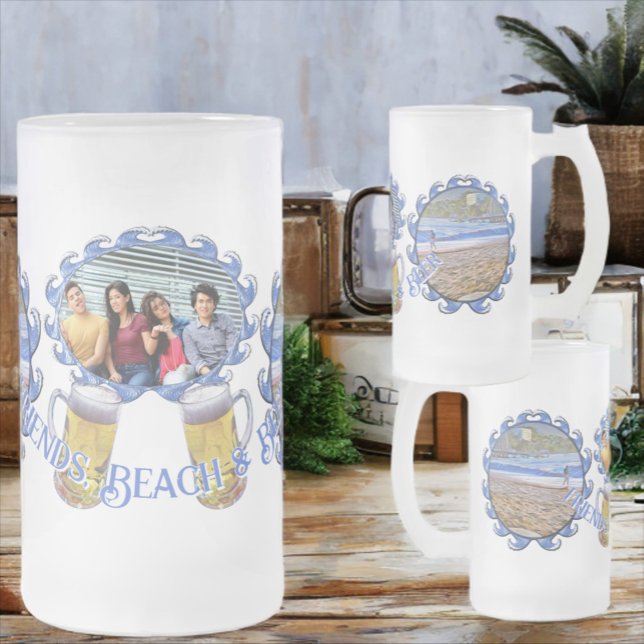 Caneca De Cerveja Vidro Jateado Los Muertos Friends, Beach & Beer 786 (Criador carregado)