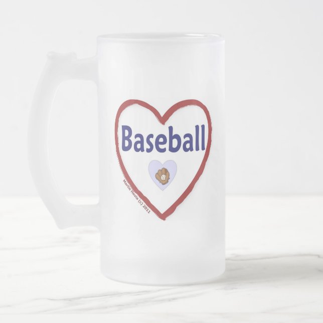 Caneca De Cerveja Vidro Jateado Love Baseball (Esquerda)