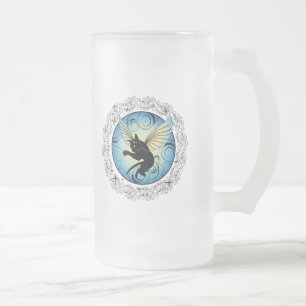 Caneca De Cerveja Vidro Jateado Lua de Gato Cósmico e estrelas
