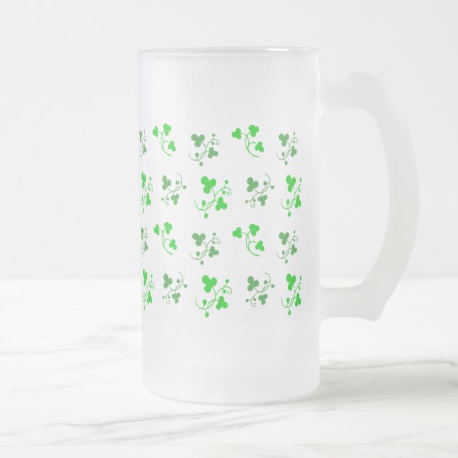 Caneca De Cerveja Vidro Jateado Lucky Green Irish Shamrocks Mug (Direita)