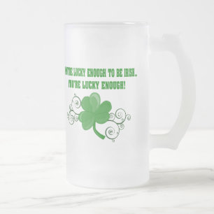 Caneca De Cerveja Vidro Jateado Lucky Irish Mug