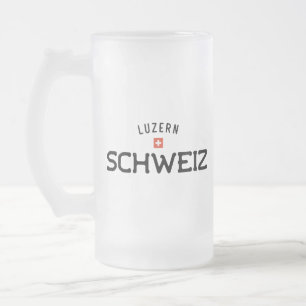 Caneca De Cerveja Vidro Jateado Luzern Schweiz (Suiça de Luzerna)