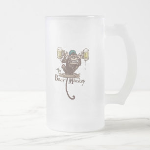 Caneca De Cerveja Vidro Jateado Macaco-Cerveja