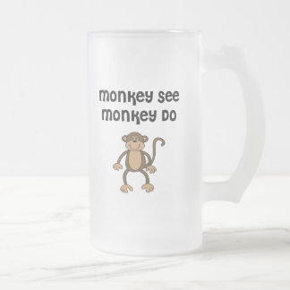 Caneca De Cerveja Vidro Jateado Macaco Vês, Macaco Do